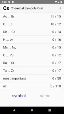 Chemical Symbols Quiz android App screenshot 4